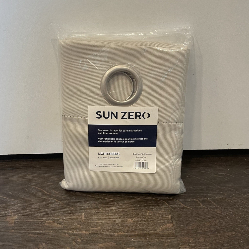 Sun Zero Blackout Energy Efficient Grommet Curtains 40" x 84" PEARL One Panel